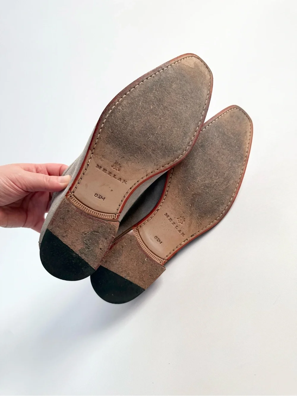 Mezlan Light Gray Suede Slip-On Loafers
